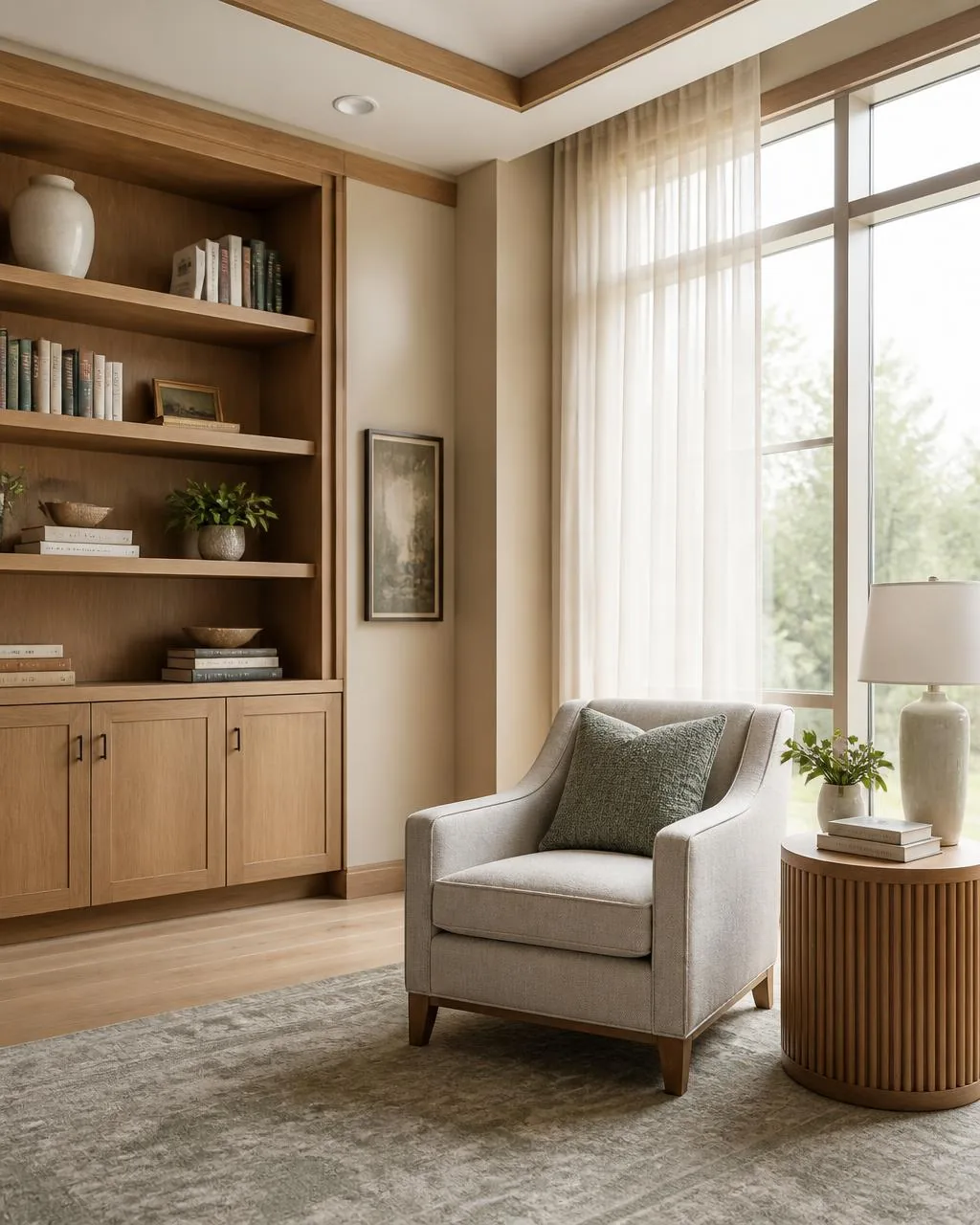 Modern senior living interior, an architectural threshold between two spaces